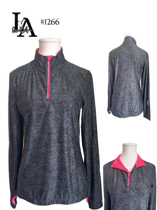 Mondetta Tops - Mondetta Women's Gray Long-Sleeve Quarter-Zip Top with Pink Trim